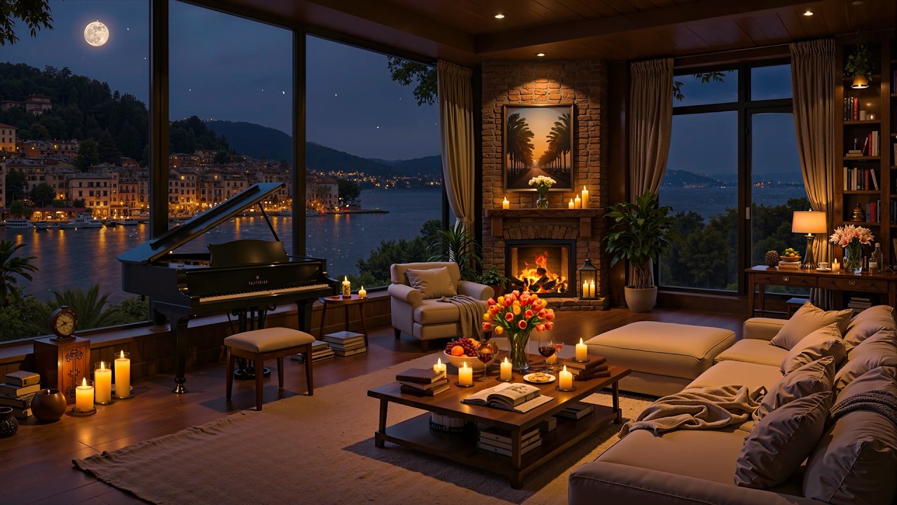 Italian Night Jazz in Portofino 🌃 Cozy Apartment with Elegant Jazz Saxophone Music for Relax & Sleep