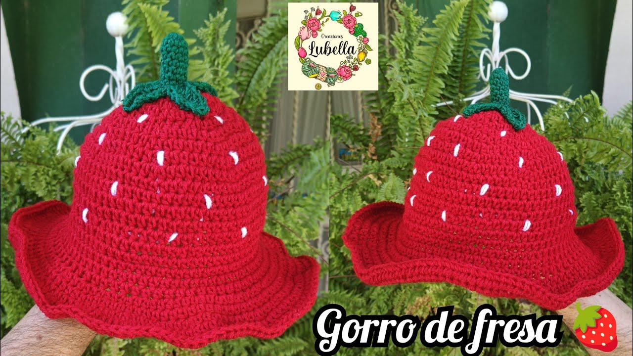 Gorro de fresa a crochet para niña de 6 a 10 años #creacioneslubella #crochet