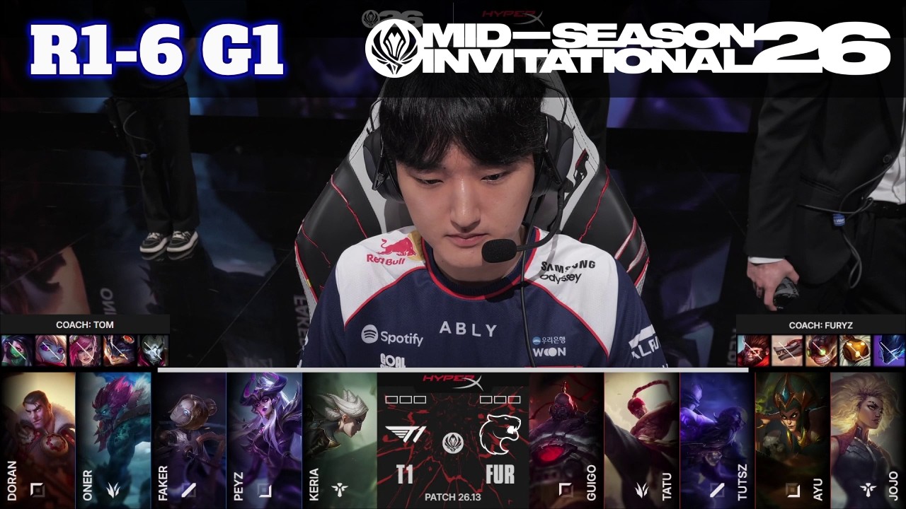 T1 vs FUR - Game 1 | Round 1 LoL MSI 2026 Main Stage | T1 vs FURIA G1 full game