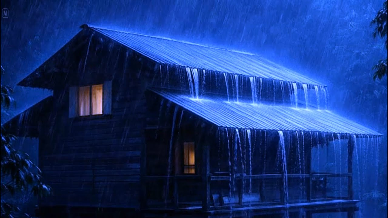 Sleep Rain on Tin Roof - Relaxing Night Thunder & Heavy Rain Sounds for Sleep