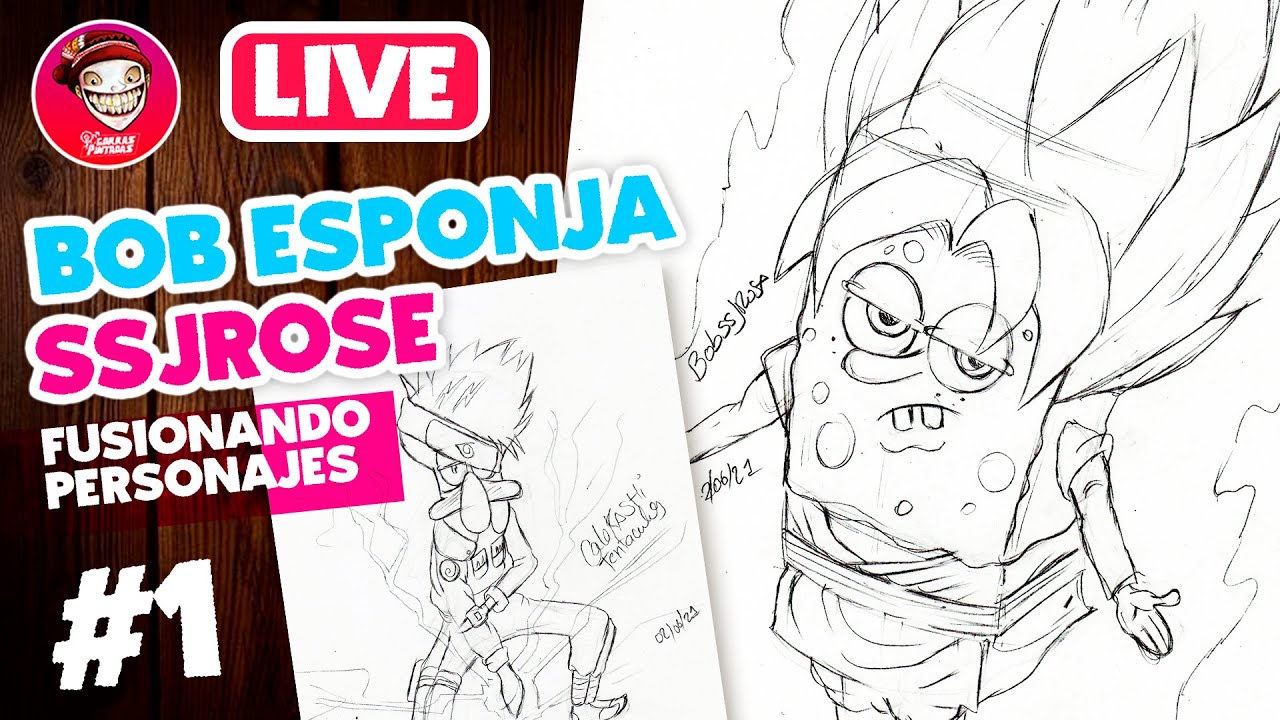 ¡COMO DIBUJAR A BOB ESPONJA SSJROSE ! FUSIONANDO PERSONAJES