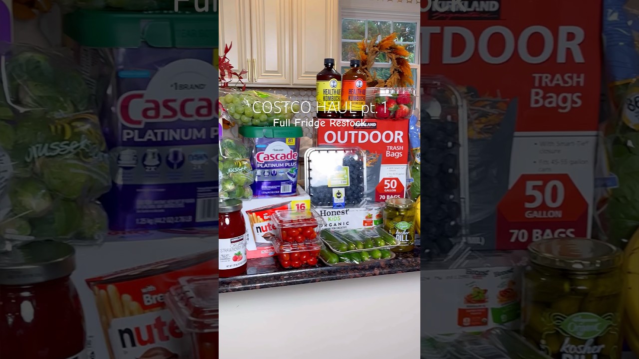 ASMR Full Fridge Restock #asmr #satisfying #fridgeorganization #costcohaul #momlife #kitchenrestock