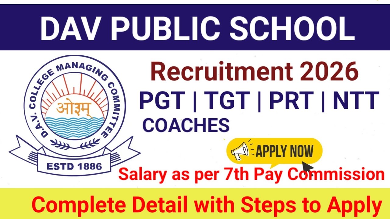 DAV Public School Teacher Vacancy 2026 PGT TGT PRT #davrecruitment #davschoolvacancy #teacherjob 