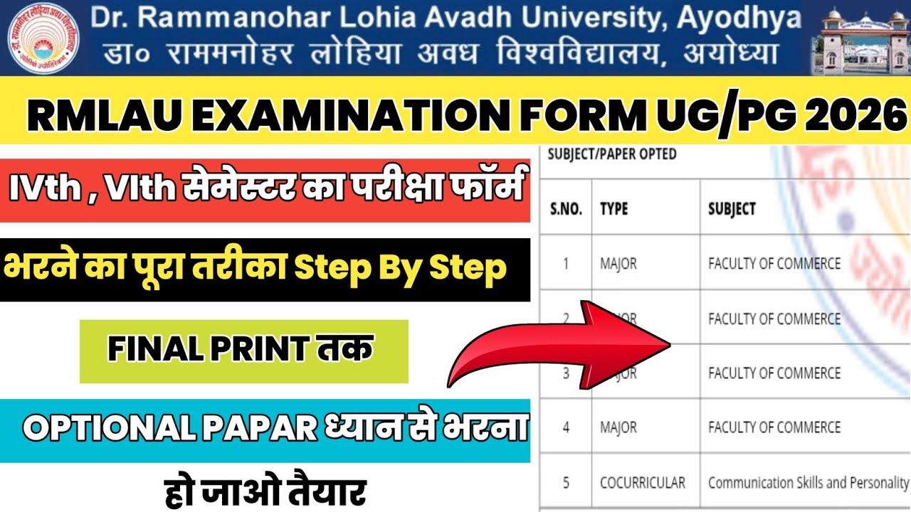 Rmlau examination form 2026 kaise bhare rmlau exam form payment done but not showing rmlau exam form