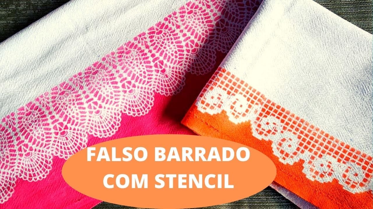 FALSO BARRADO COM STENCIL EM PANO DE PRATO