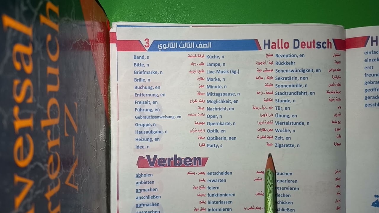 كلمات Lektion 12 تالته ثانوي ترم اول كتاب Hallo Deutsch الدرس ١٢