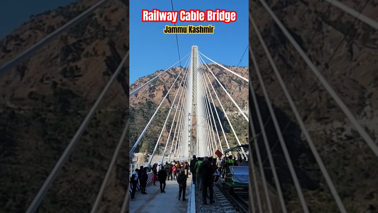 Railway Cable Bridge Jammu Kashmir #railway #jammukashmir #jammu #train #bridge  #railwaybridge