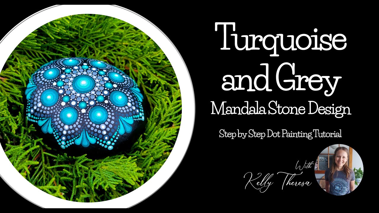Turquoise and Grey Dot Mandala Painting Tutorial