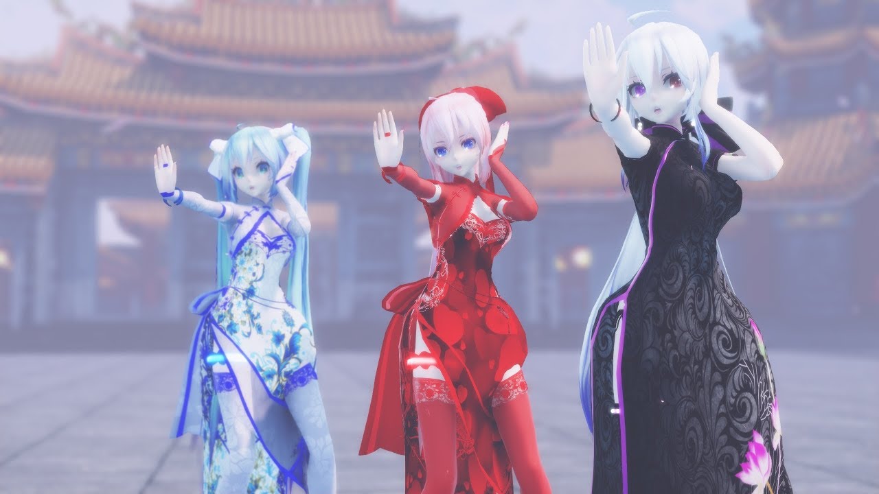 【TDA・MMD】『ECHO』【1440p-60fps or WQHD】Haku&Luka&Miku China Dress