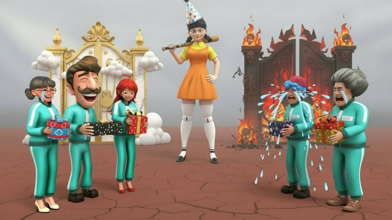 Squid Game vs Scary Teacher 3D | Squid Girl Open Birthday Presents Who Will Goes To Heaven or Hell