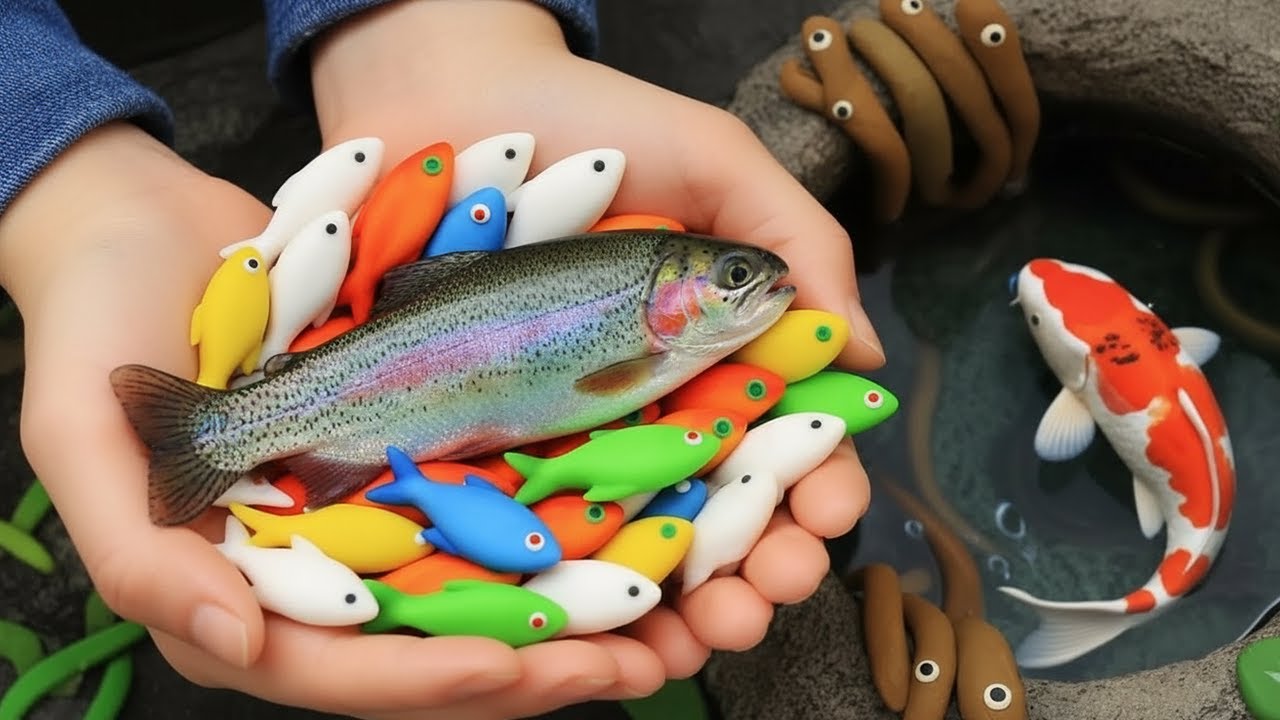Beautiful Catch & Release Colorful Fish, Turtle, Frog, in mud So many Insects