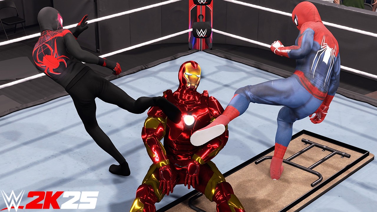 IronMan Vs Spider-Man & Miles Morales | Handicap Match - WWE 2K25 PS5 [4K]