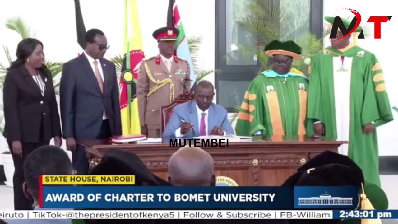 PRES RUTO SIGNs AWARD CHARTER TO BOMET UNIVERSITY IN STATE HOUSE NAIROBI!!