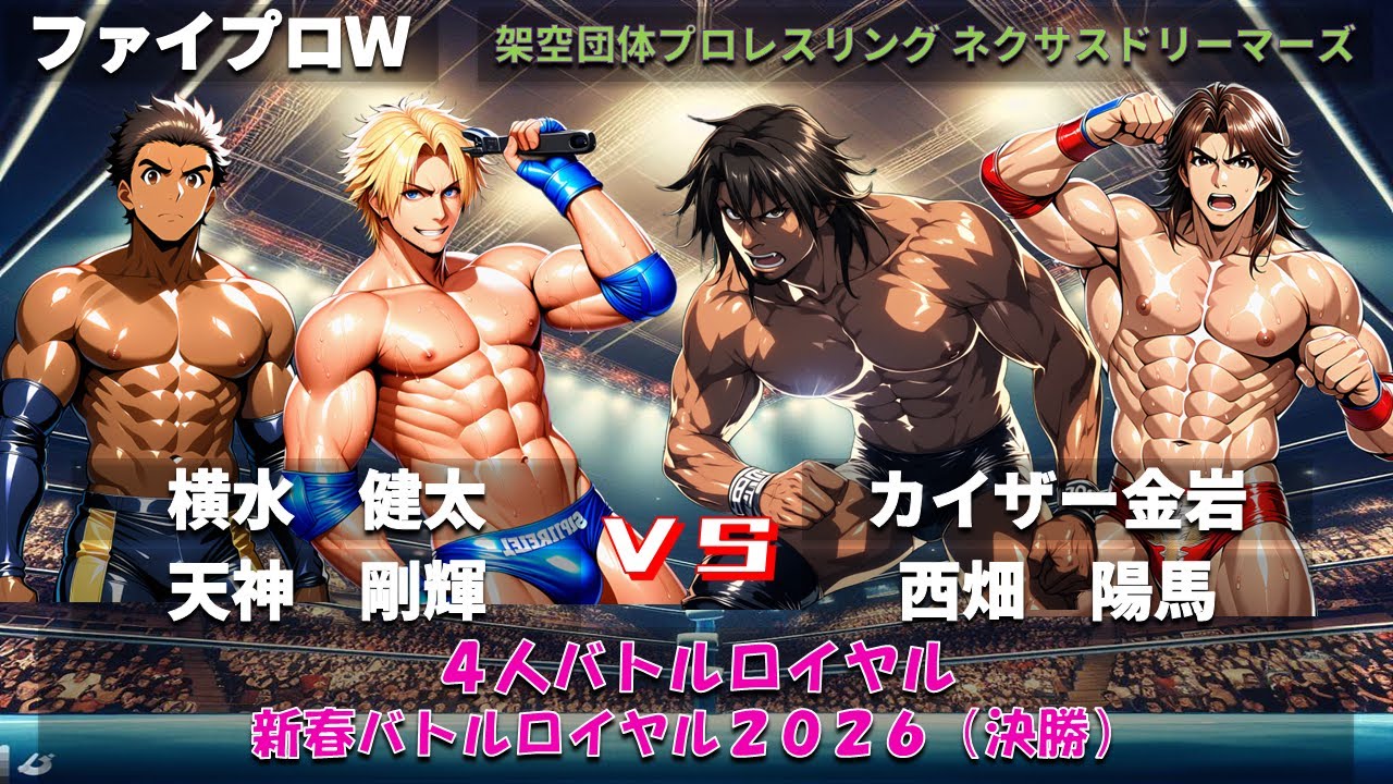 【ファイプロW】４人バトルロイヤル　新春バトルロイヤル２０２６（決勝）　横水健太・天神剛輝・カイザー金岩・西畑陽馬【ネクサスドリーマーズ－263】