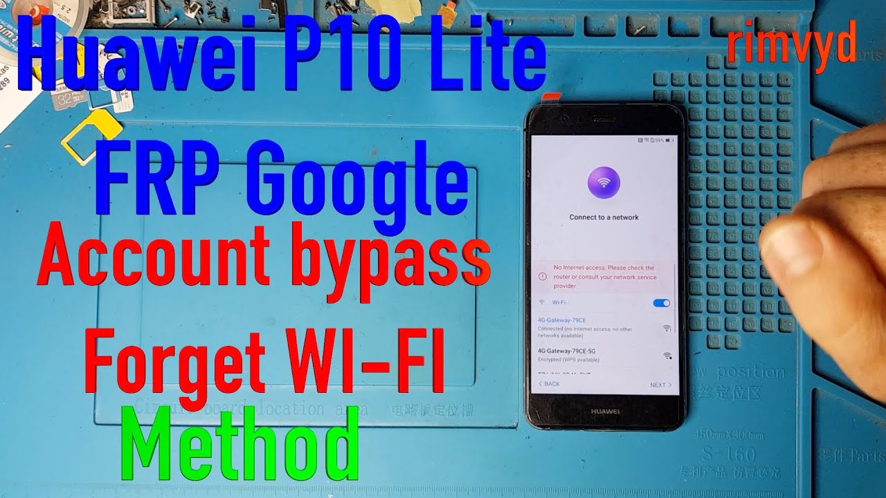 Huawei P10 lite WAS LX1 FRP Google account bypass forget wi fi method
