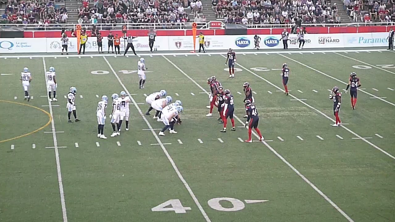 Montreal Alouettes LB Darnell Sankey sacks Toronto Argonauts QB Nick Arbuckle for a 12-yard loss 6/6