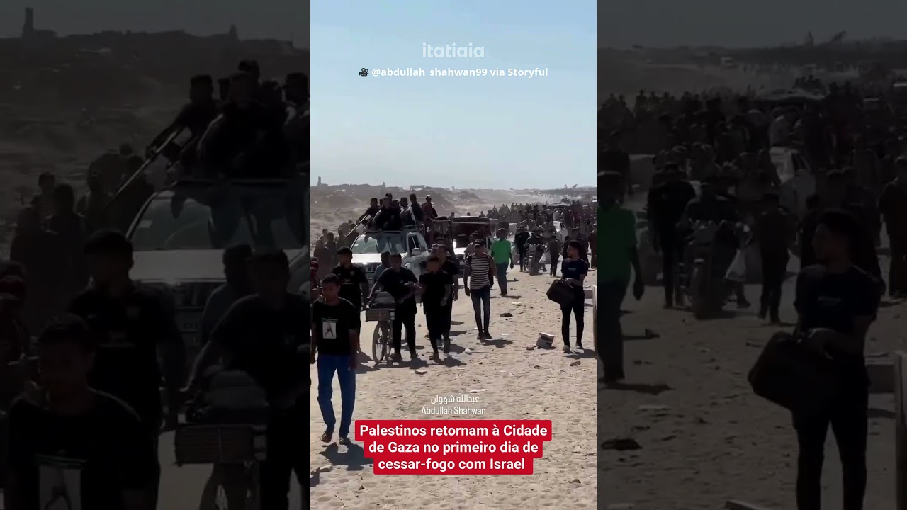 MILHARES DE PALESTINOS RETORNAM &Agrave; GAZA NO PRIMEIRO DIA DE CESSAR-FOGO