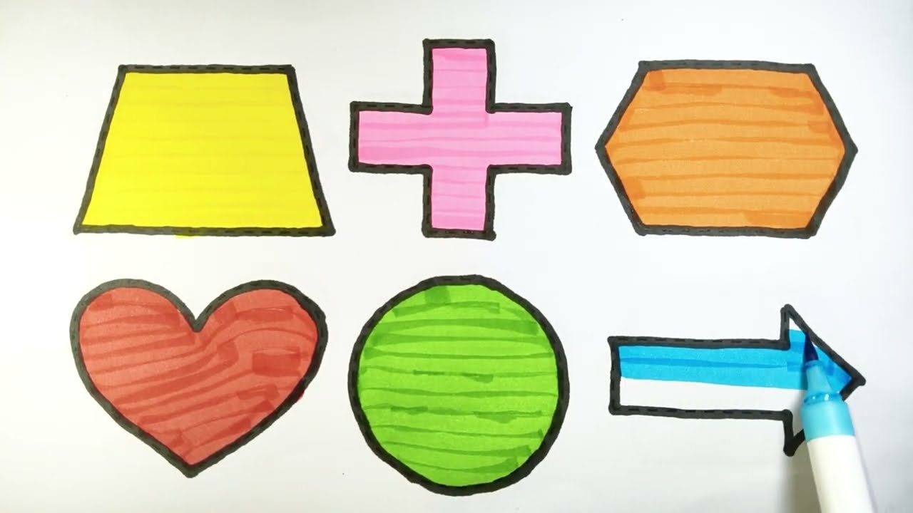 Learn Shapes, Colors for Kids & Toddlers 2d shapes colors for toddlers, trapezium Plus Hexagon