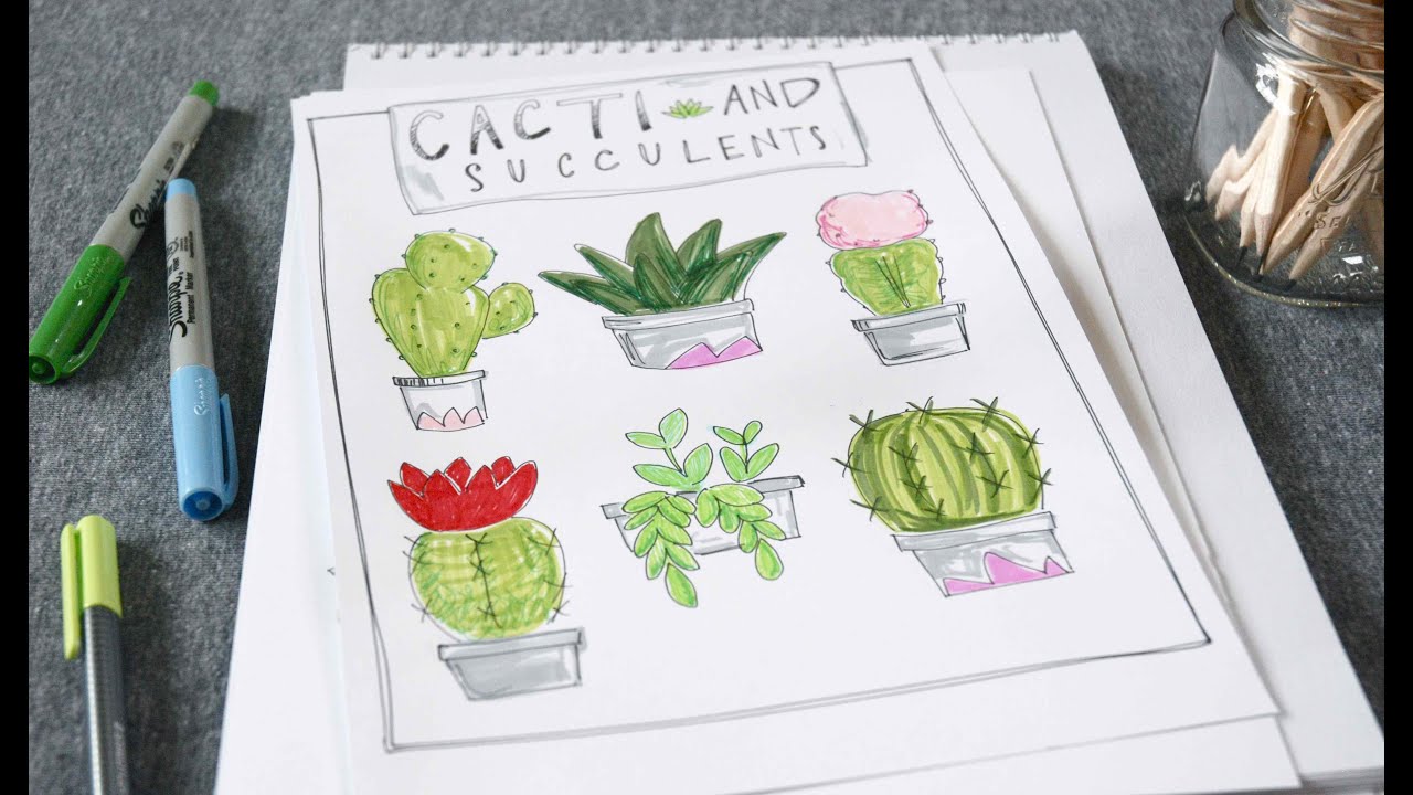 Let's Draw! Cacti + Succulents