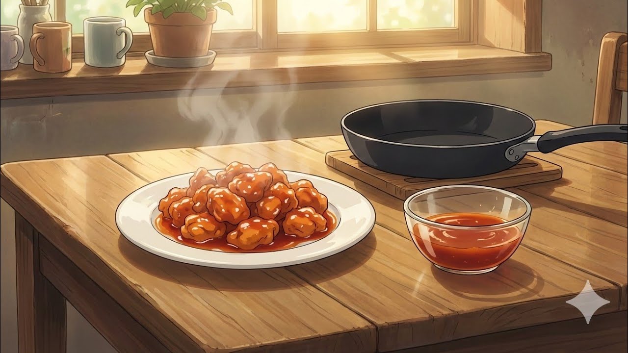 Sweet & Sour Chicken in Cozy Ghibli Kitchen 🍗🍯 | Relaxing Cooking Animation|Ghibli-Inspired Vibes ✨️