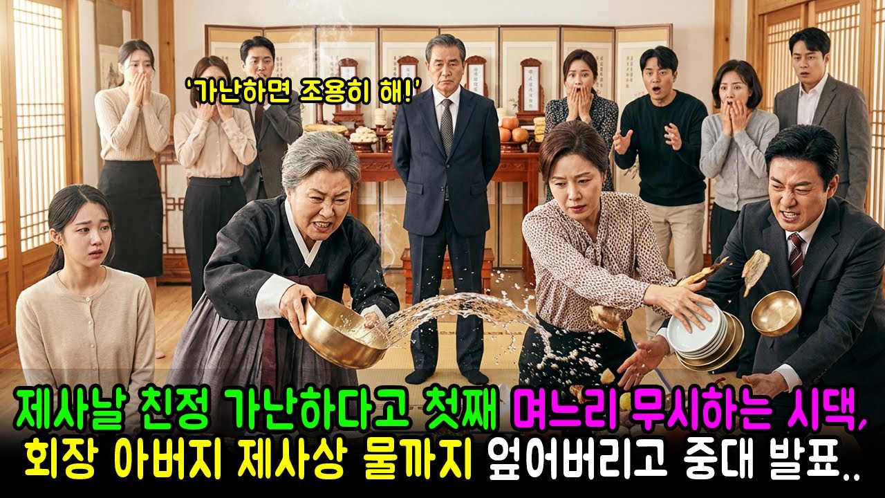 제사날 친정 가난하다고 첫째 며느리 무시하는 시댁, 회장 아버지 제사상 물까지 엎어버리고 중대 발표.. | 감동사연 | 노후사연 | 막장사연
