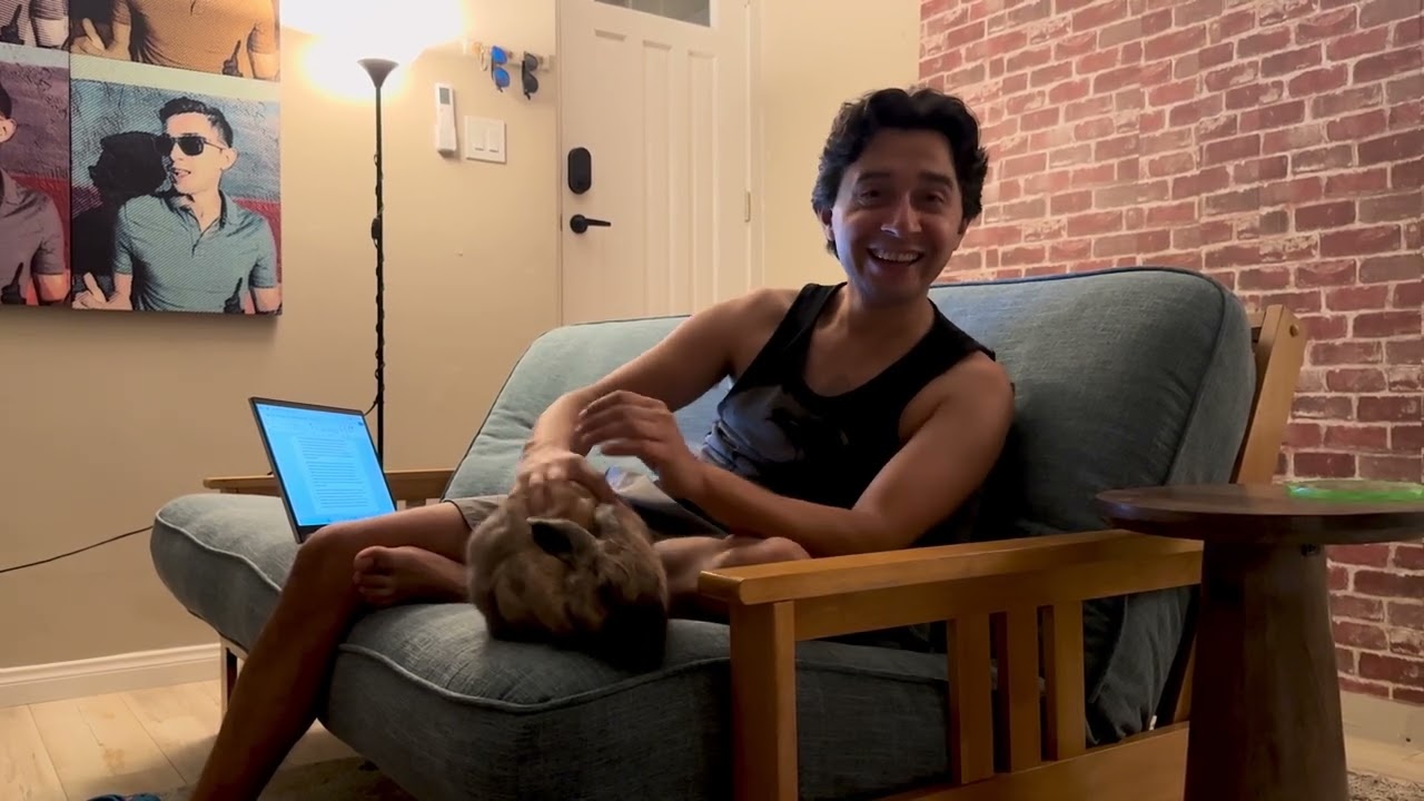 Peep the bunny enjoying a petting session with his dad on the couch - 9/2025