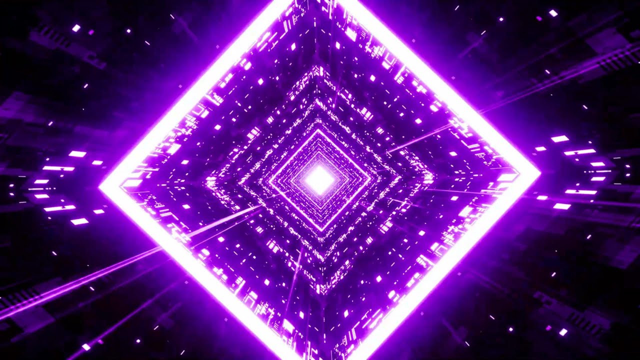 🎬 Explosão Visual 4K | Futuristischer Neon-Violetter Quadratischer Tunnel – Ohne Ton