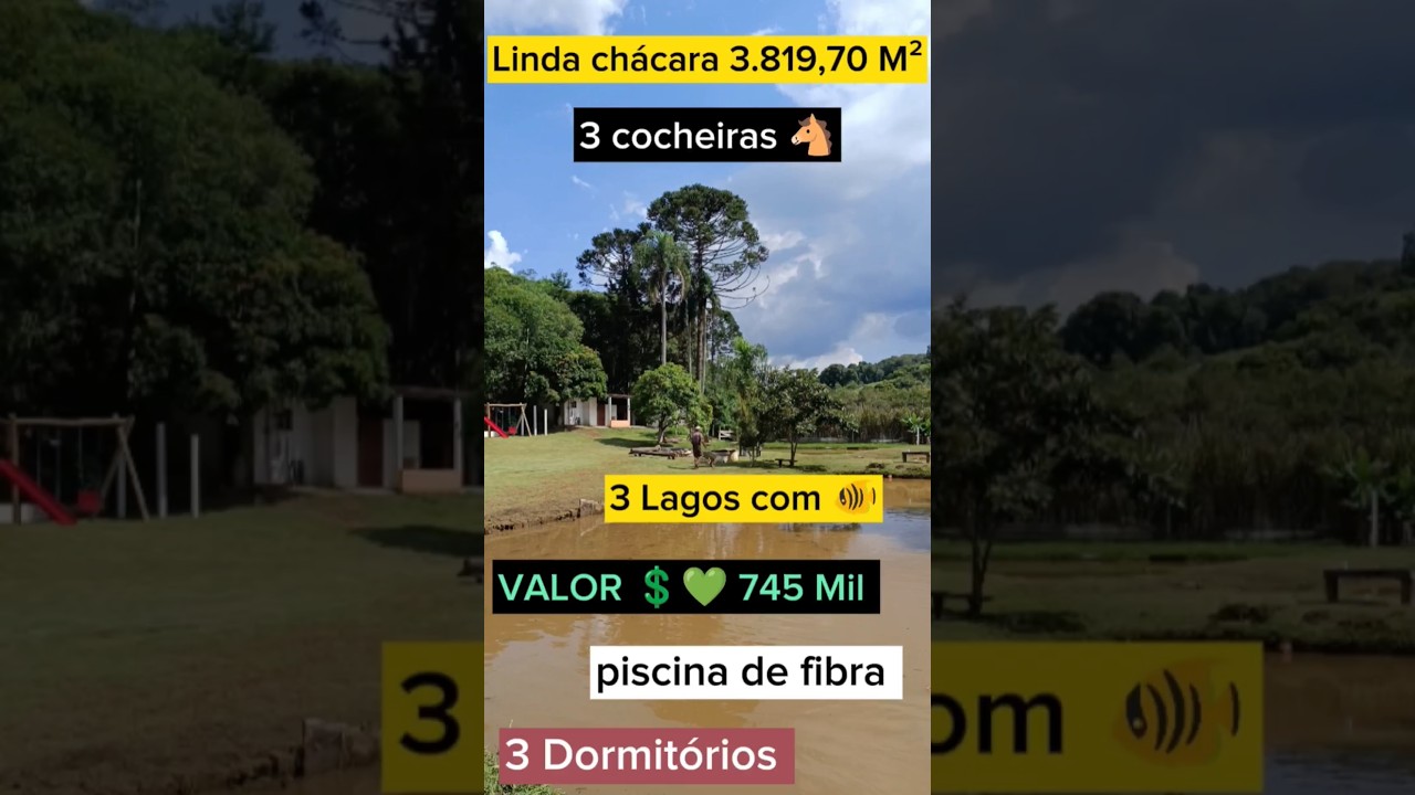 CH&Aacute;CARA 3.819.70 M&sup2;  ✅ 3 dormit&oacute;rios, piscina fibra, 4 km do centro de Ibi&uacute;na