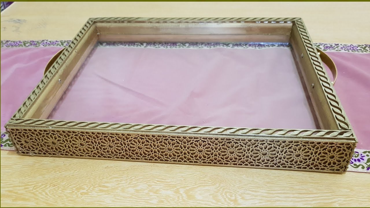 بلاطو مصنوع من الخشب والزجاج راقي وكيتقام رخيص/plateau miroir/DIY