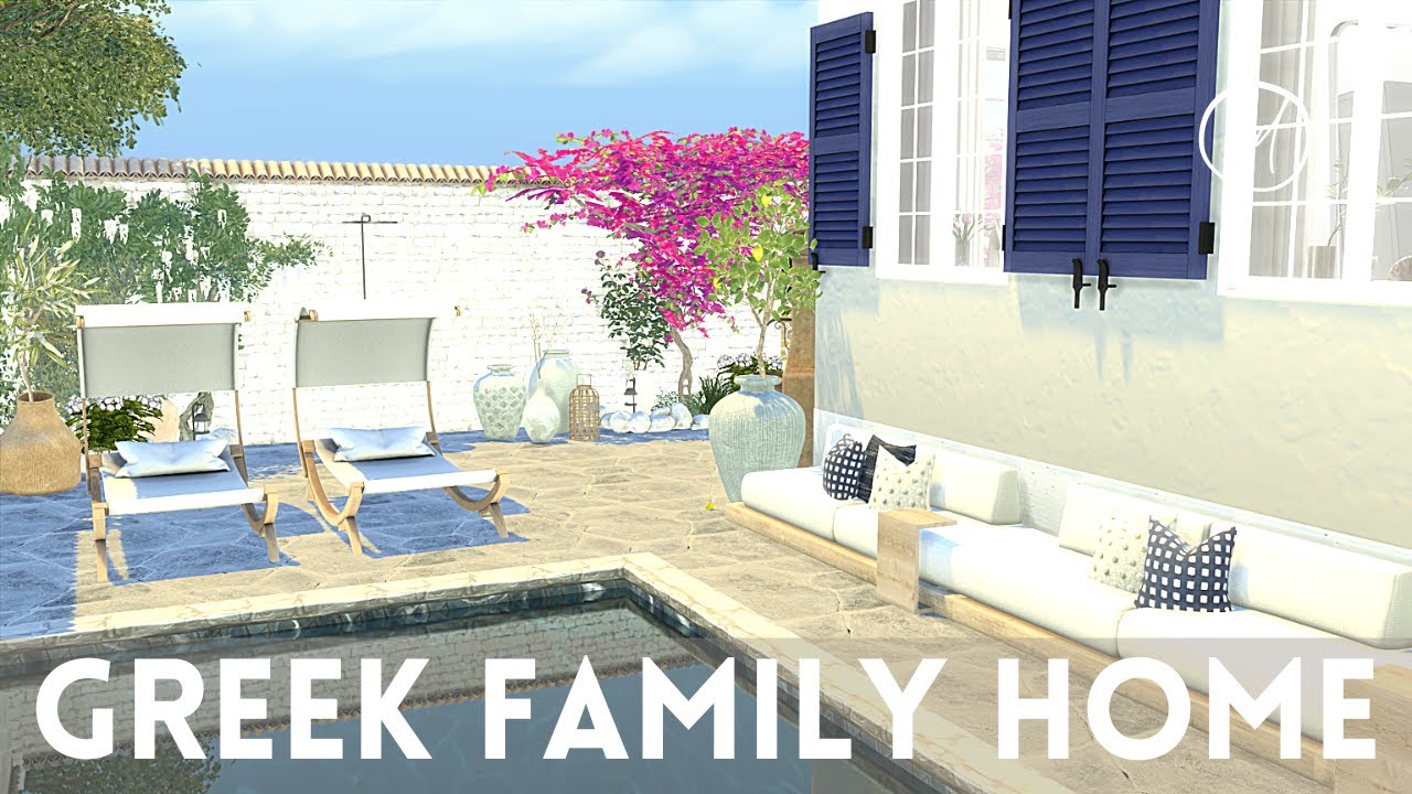 GREEK HOME for small family || Sims 4 || CC SPEED BUILD