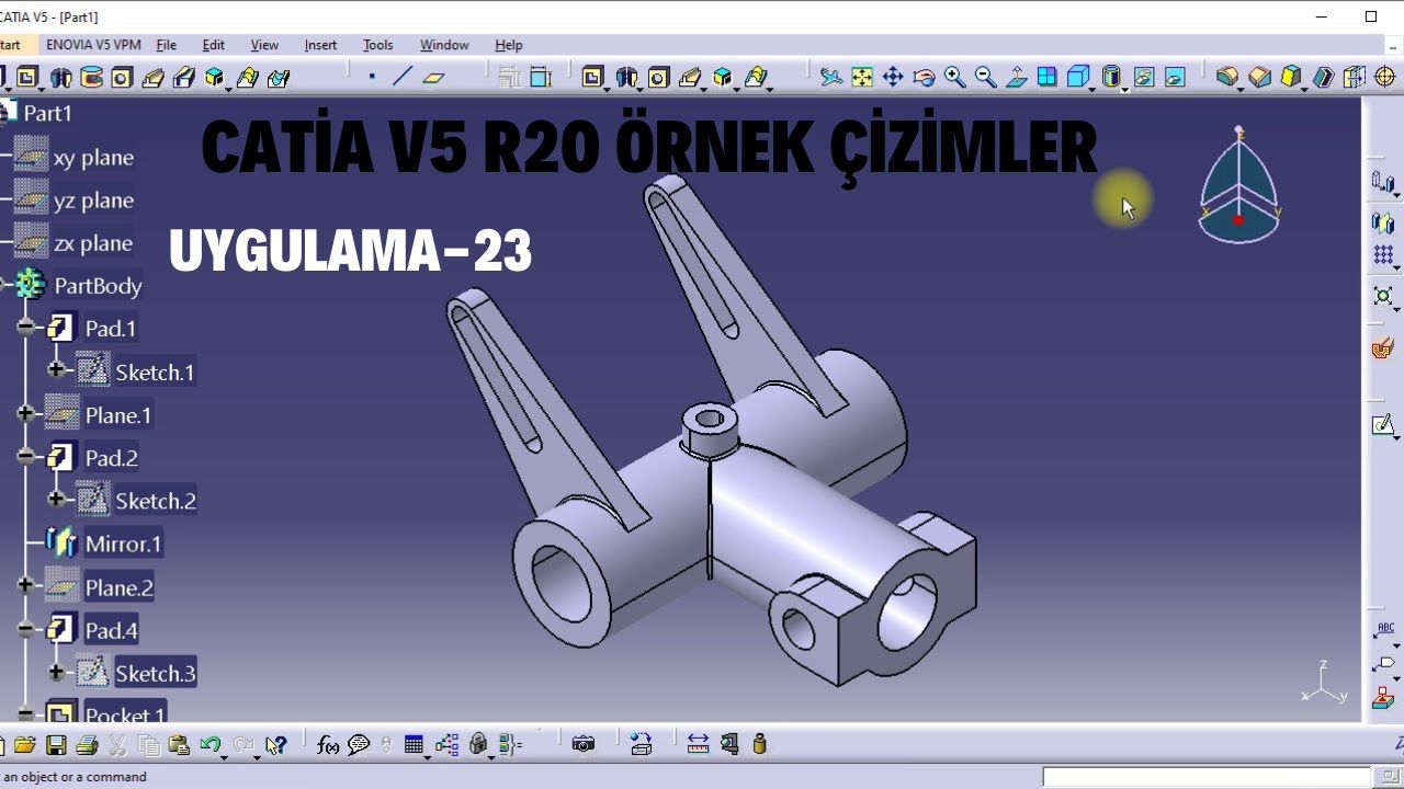 Catia v5 r20  Örnek Çizimler Uygulama-23  #catia v5 r20