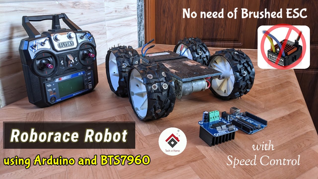Робот Roborace на базе Arduino и BTS7960 | Беспроводной робот с Flysky fsi6 [без щёточного регуля...