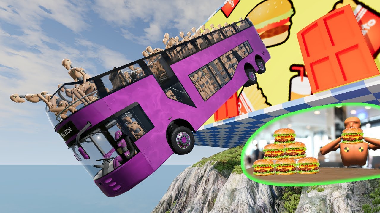 Dummy who wants to eat a hamburger even if he has an accident #2 🥵 BeamNG.drive