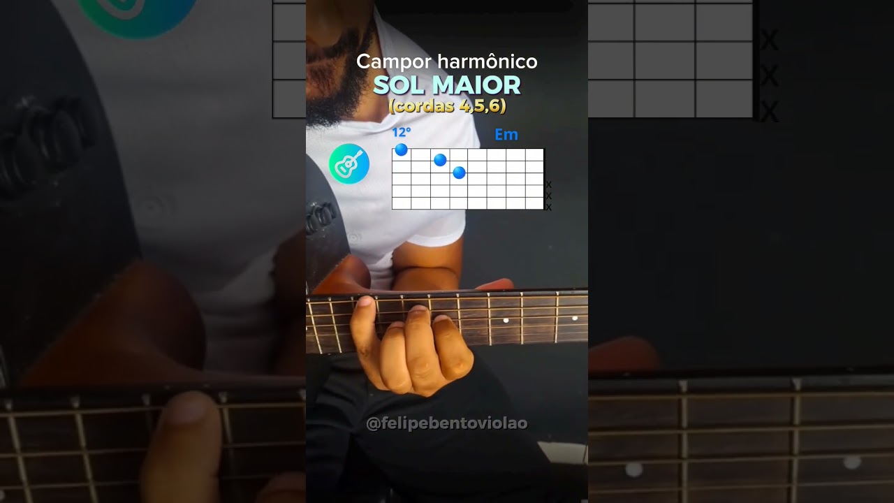 Campo Harm&ocirc;nico de sol maior (cordas 4,5,6) #aula #musica #violao