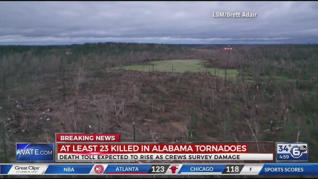 At least 23 dead as tornadoes, severe storms ravage South