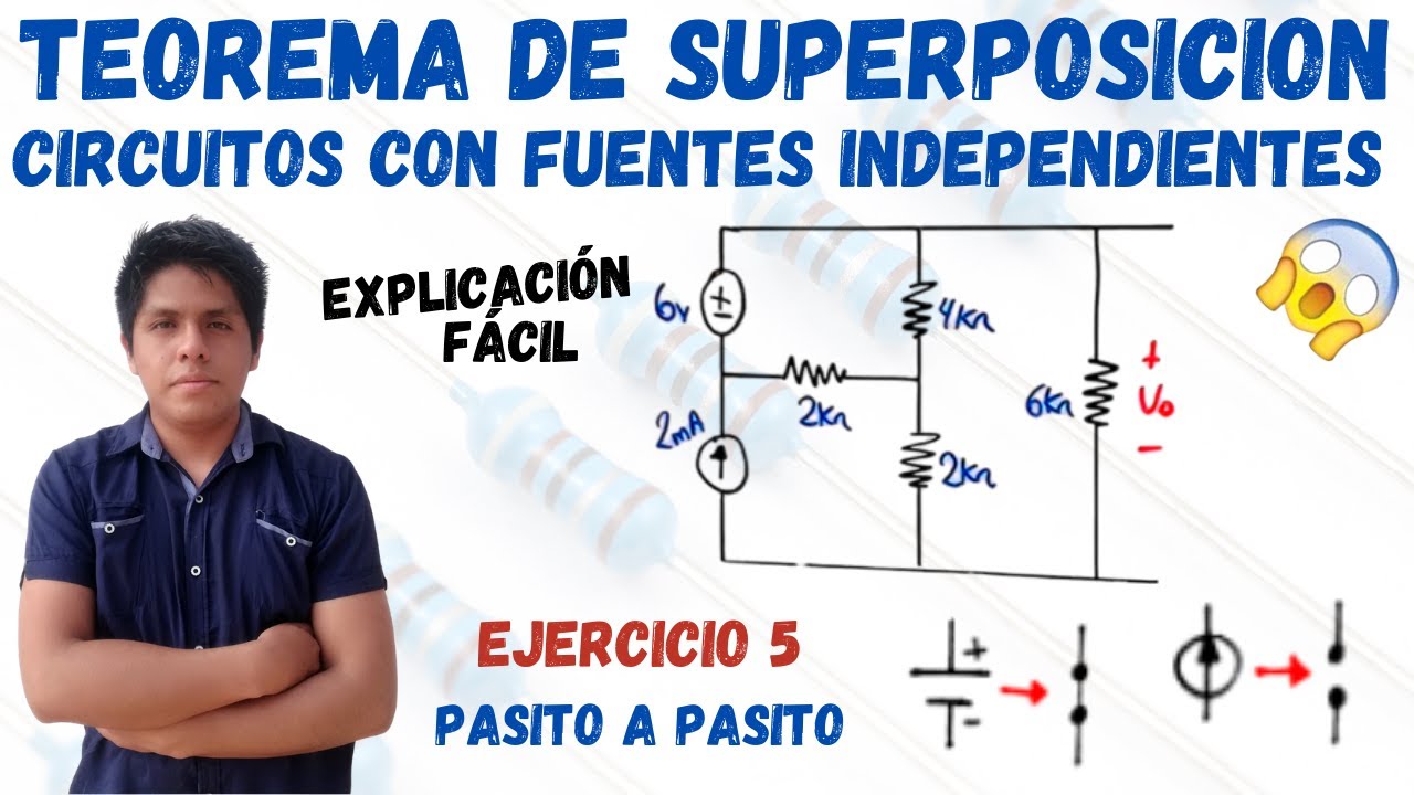TEOREMA de SUPERPOSICION con 2 FUENTES 💥 1 EJERCICIO RESUELTO 🡆 [PASO A PASO desde 0]😱