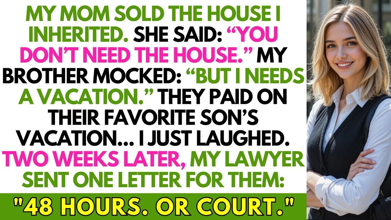My Mom Sold the House I Inherited for My Brother’s Vacation — Then My Lawyer Gave Them 48 Hours