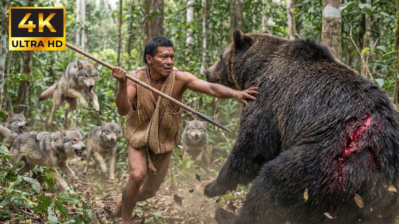 Amazon Rainforest Miracle: Huaorani Tribe Rescues an Injured Giant Bear from a Wolf Pack|Documentary