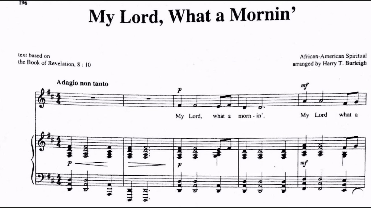 My Lord, what a Mornin ´ in D Major- Henry T. Burleigh- Piano Accompaniment/ Instrumental/ Karaoke