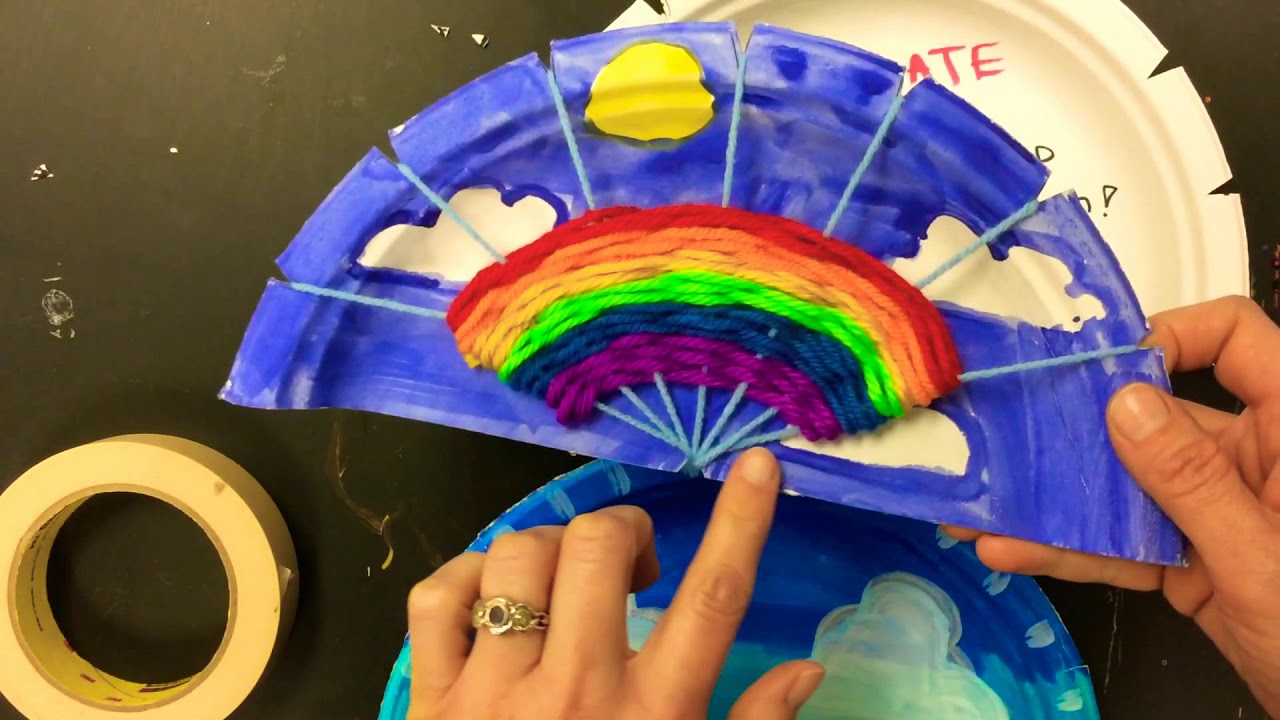 Rainbow Weaving 1: set up warp on paper plate