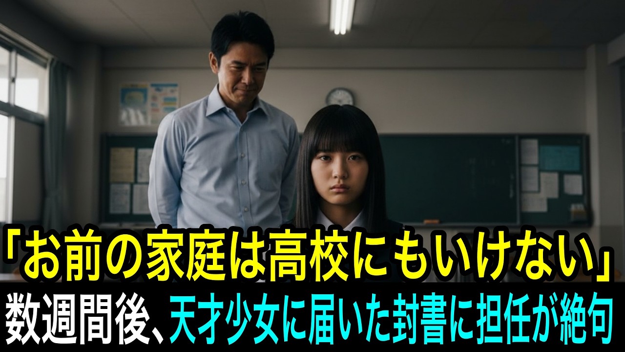 「お前の家庭じゃ高校は無理」と言われた天才少女。数週間後、学校に一通の封書が届く。担任が絶句した封書の中身とはーーー