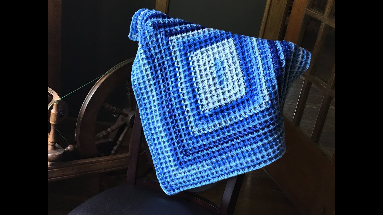 Rectangular Center-Out Waffle Stitch Crochet Blanket - All sizes