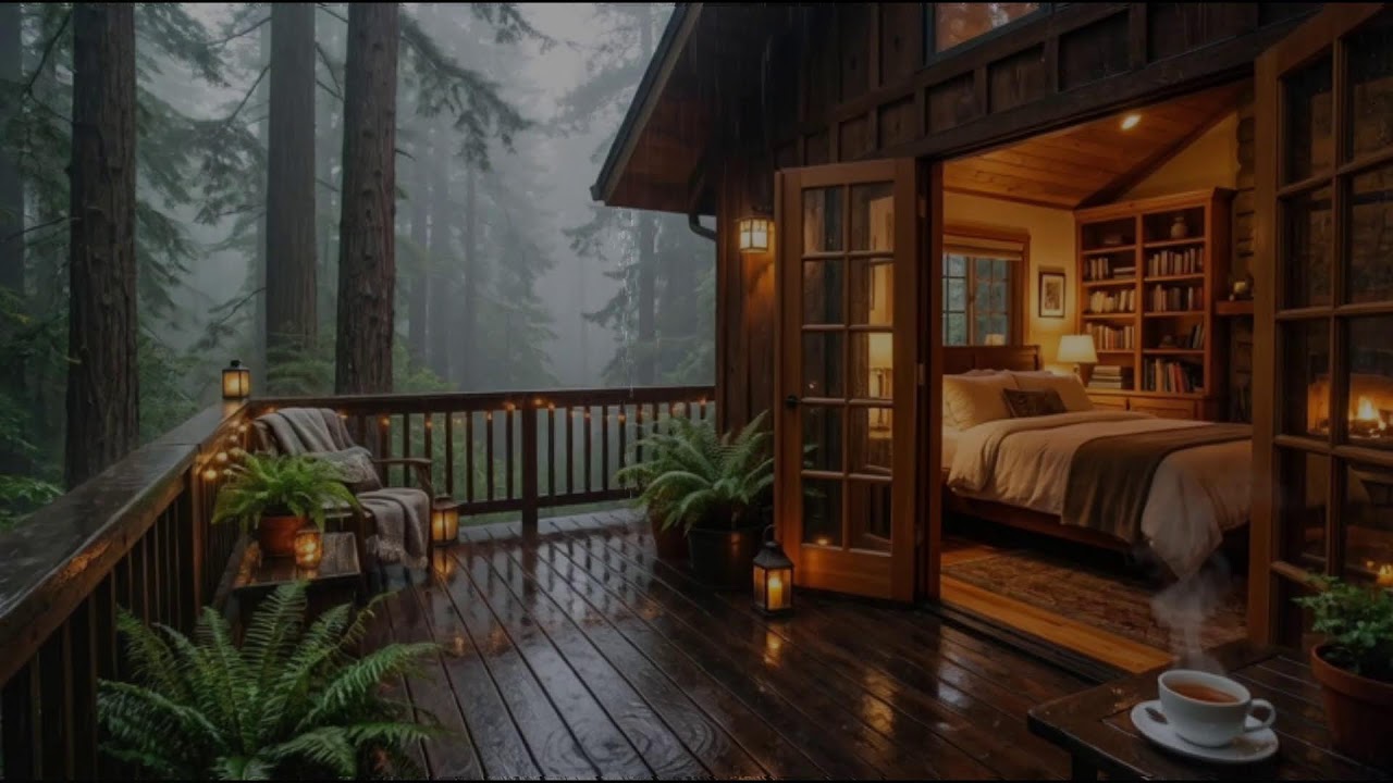 🌧️ Rainy Forest Night for Sleep 🌲 | 8 Hours of Relaxing Rain Sounds in a Cozy Bedroom