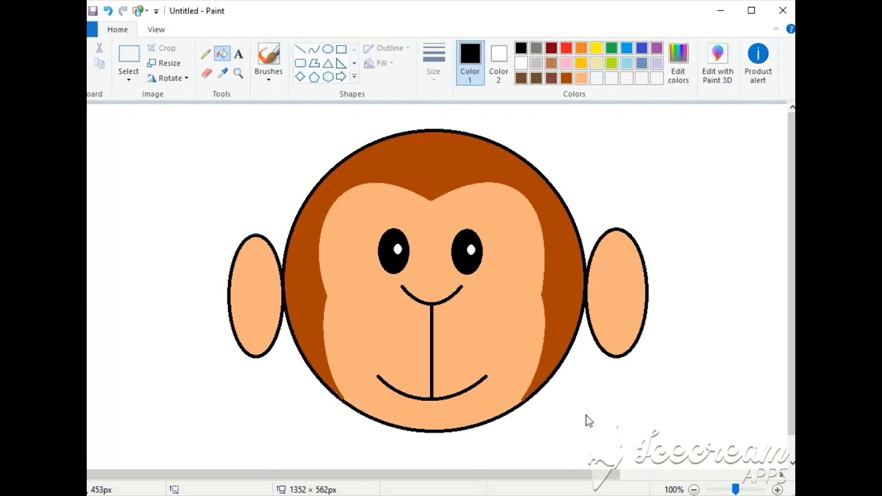 Drawing Monkey in MS Paint || Kids Favourite || #StayHome #WithMe