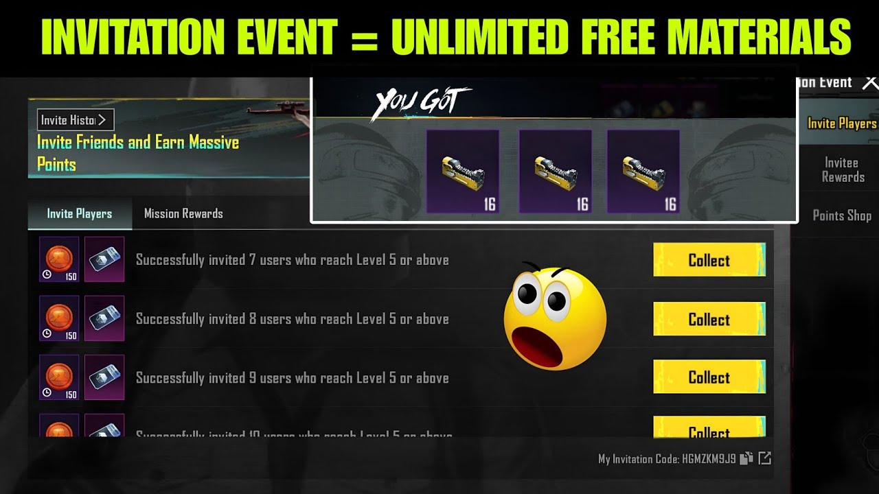 😍 Free Unlimited Mini Materials | Bgmi New Invitation Event Explain | Invitation Event Kya Hai? Use