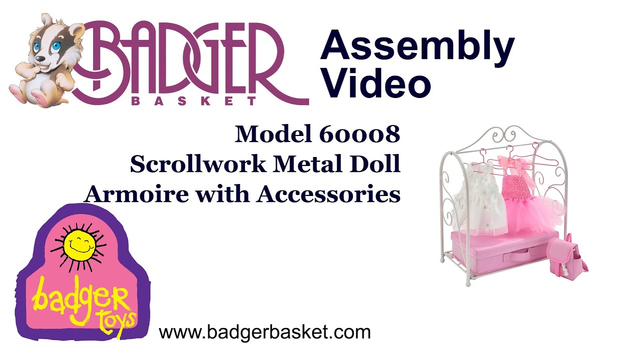 Assembly of 60008 Badger Basket Scrollwork Metal Doll Armoire