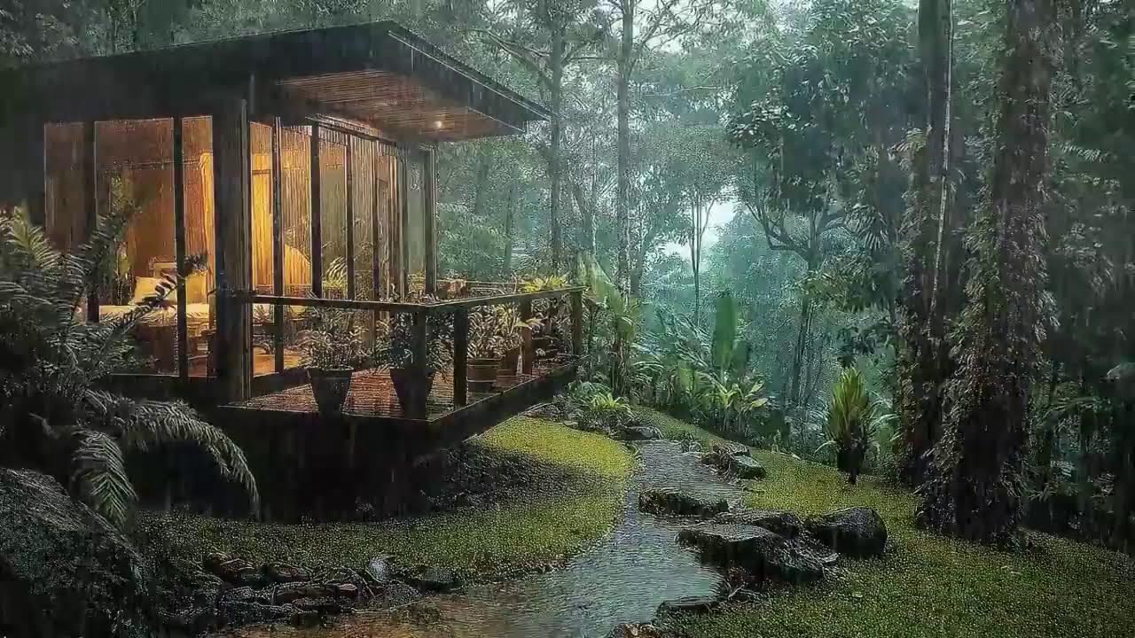 Heavy Rainstorm at Night for Sleep - Relax and Sleep Better | 8 Hours Dark Screen | Study, Focus & M