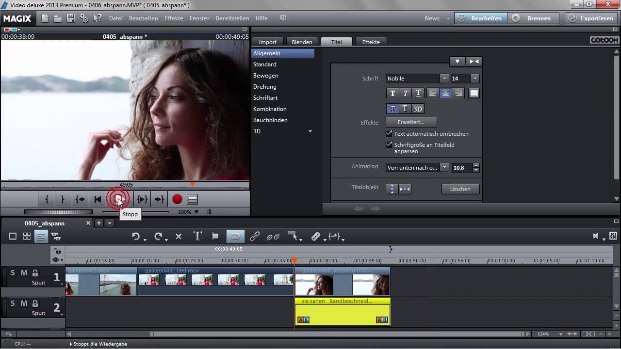 Einen Abspann generieren - MAGIX Video deluxe 2013
