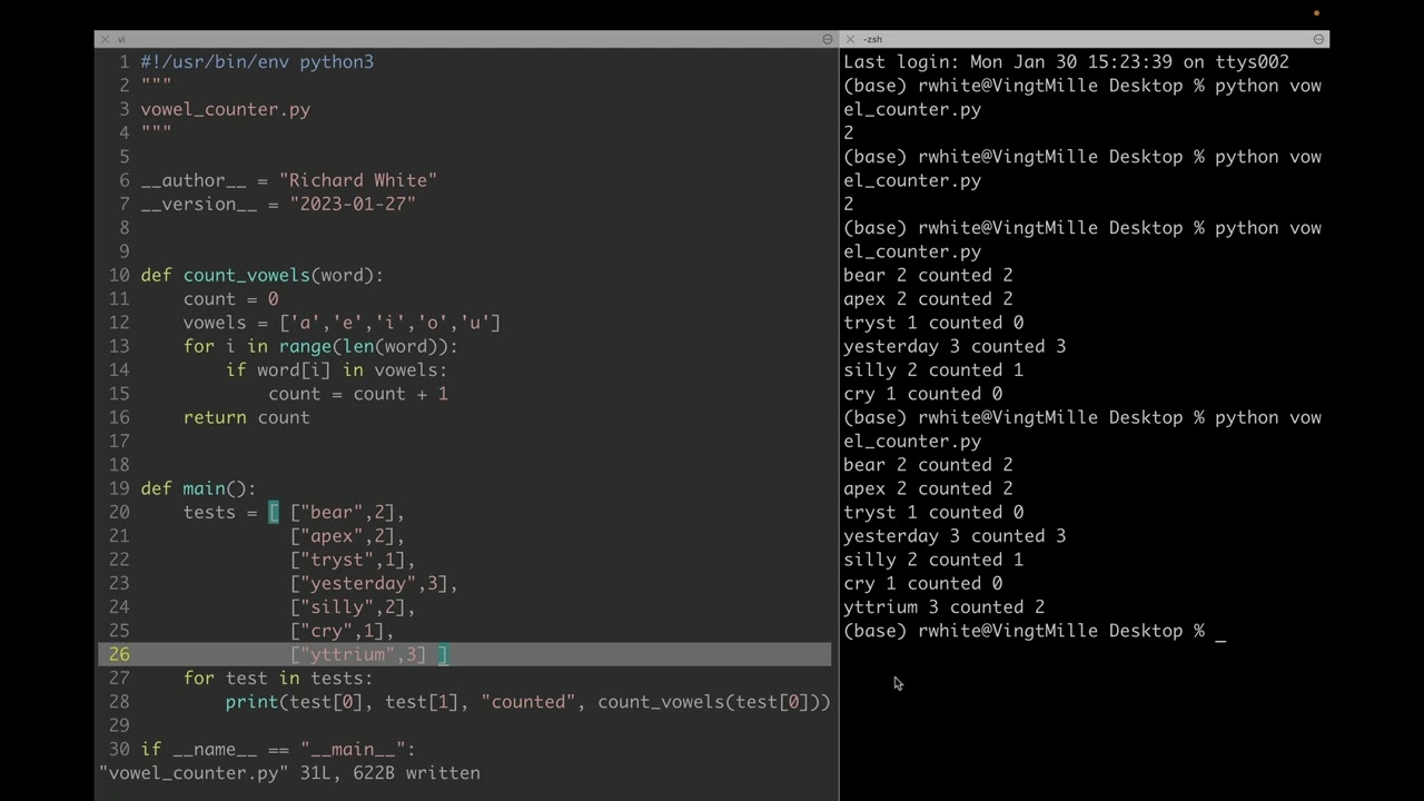 Counting Vowels in Python, including y!