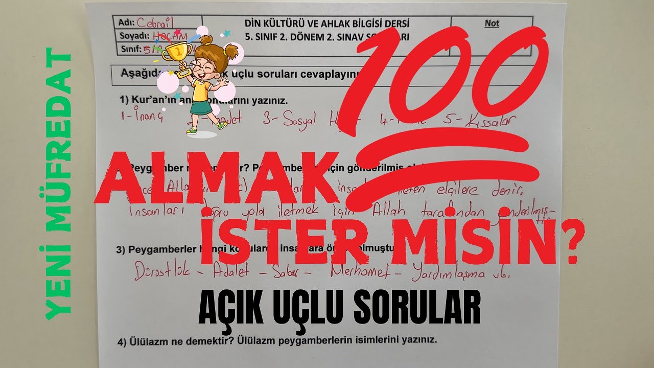 5. Sınıf Din Kültürü 2. Dönem 2. Yazılı